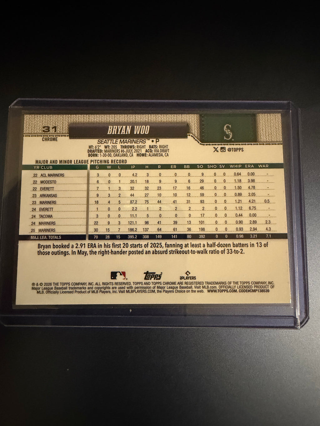 Bryan Woo 2026 Topps Chrome X-Fractor
