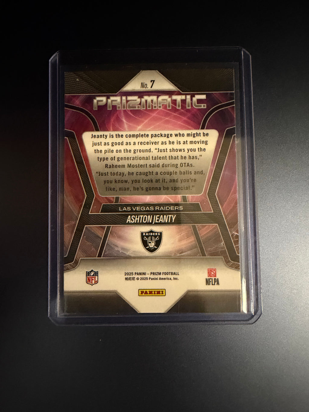 2025 Panini Football Ashton Jeanty Rookie Card Prizmatic #7