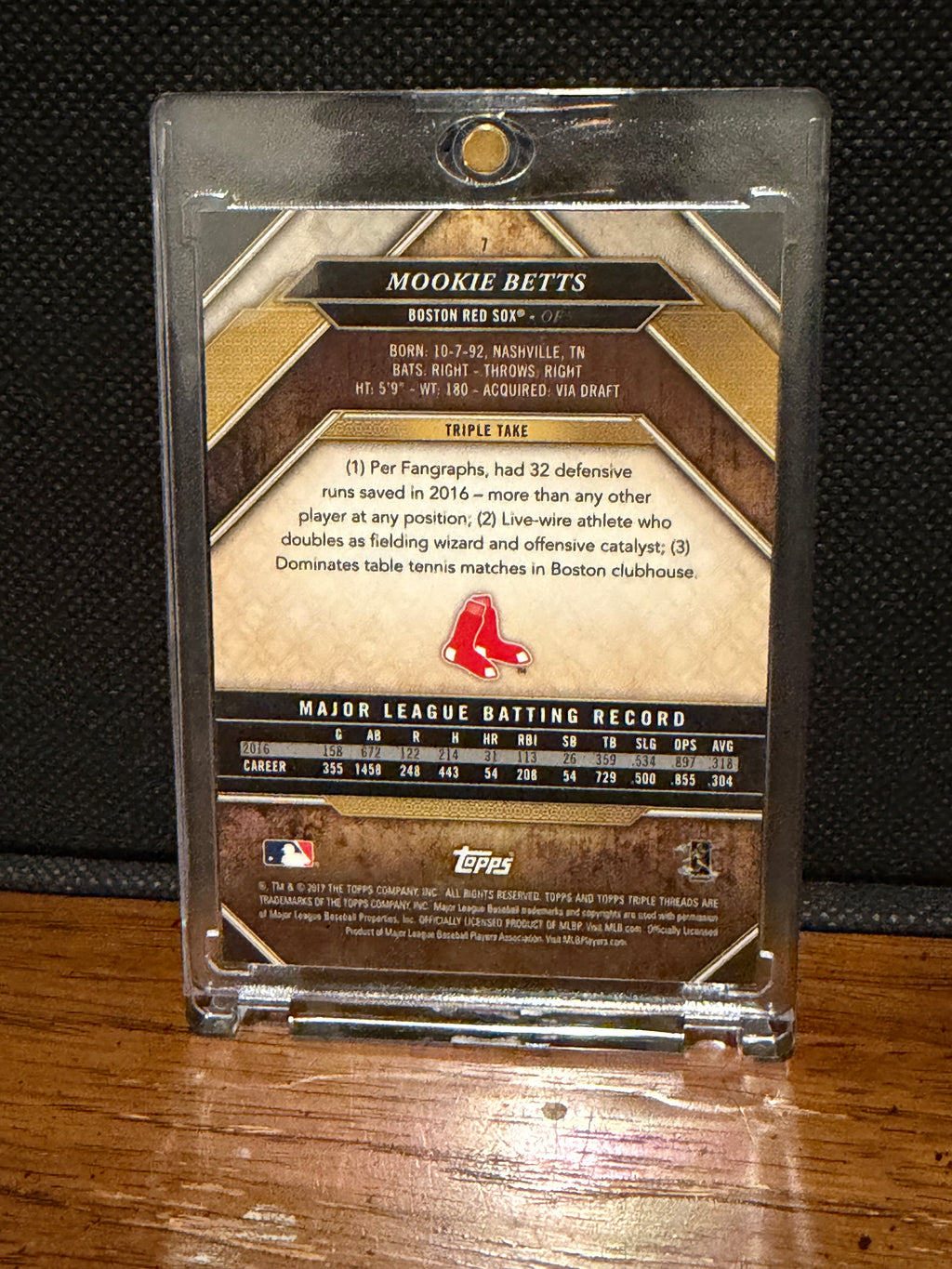 Mookie Betts 2017 Topps Triple Threads #7 RAW