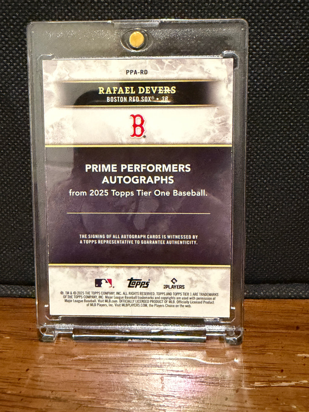 2025 Topps Tier One Rafael Devers Prime Performers Green Foil Autograph 1/20