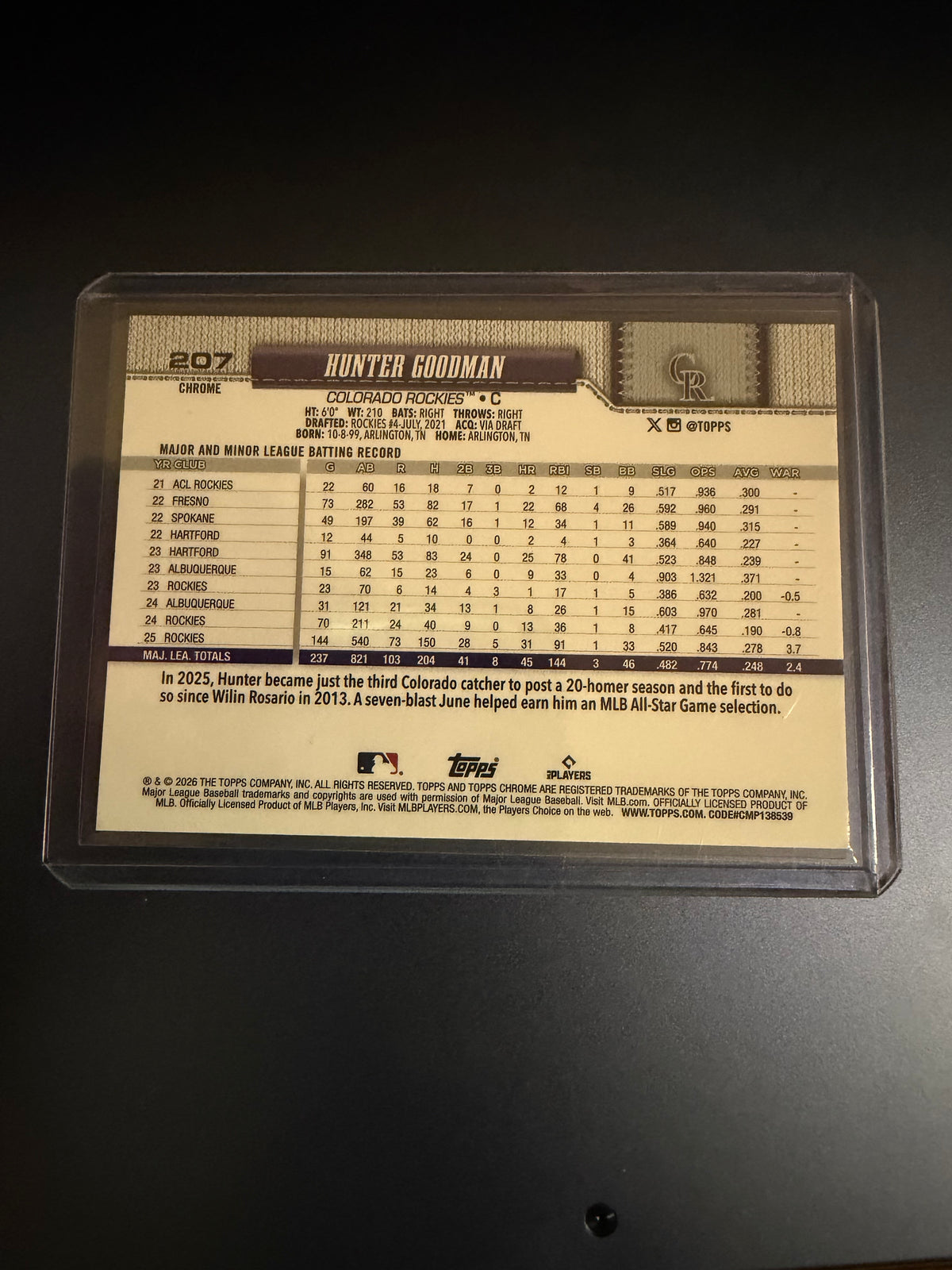 Hunter Goodman 2026 Topps Chrome X-Fractor