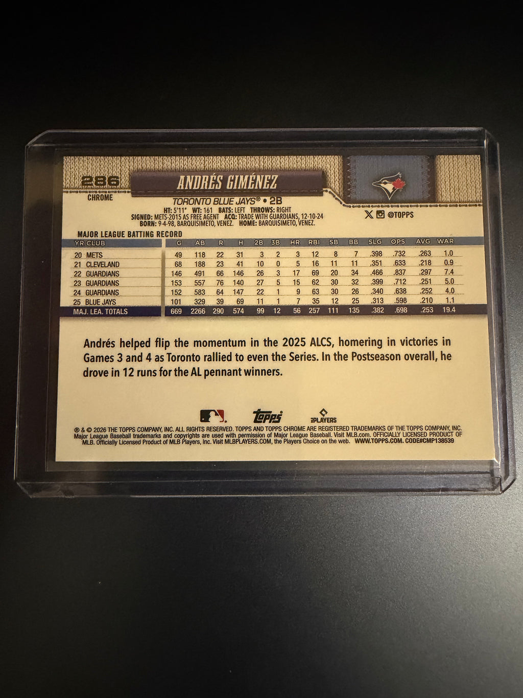 Andres Gimenez 2026 Topps Chrome X-Fractor