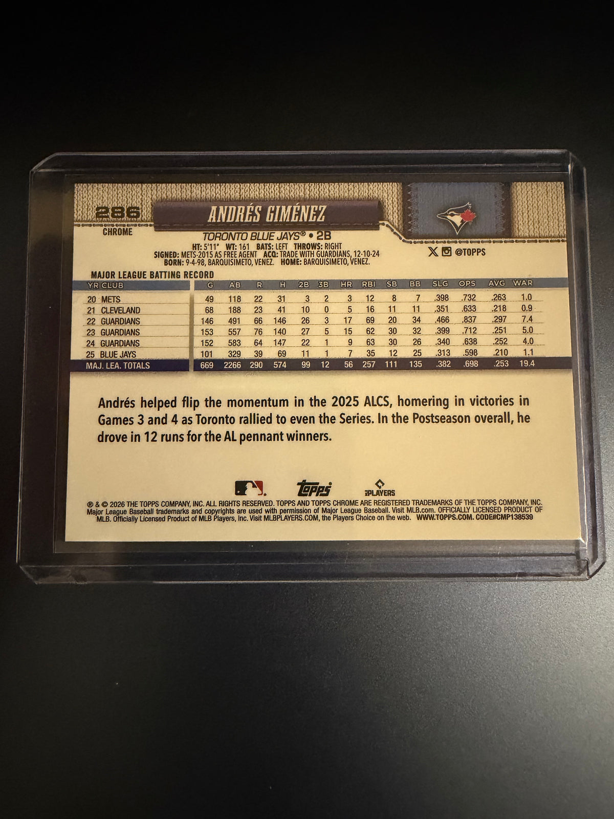 Andres Gimenez 2026 Topps Chrome X-Fractor