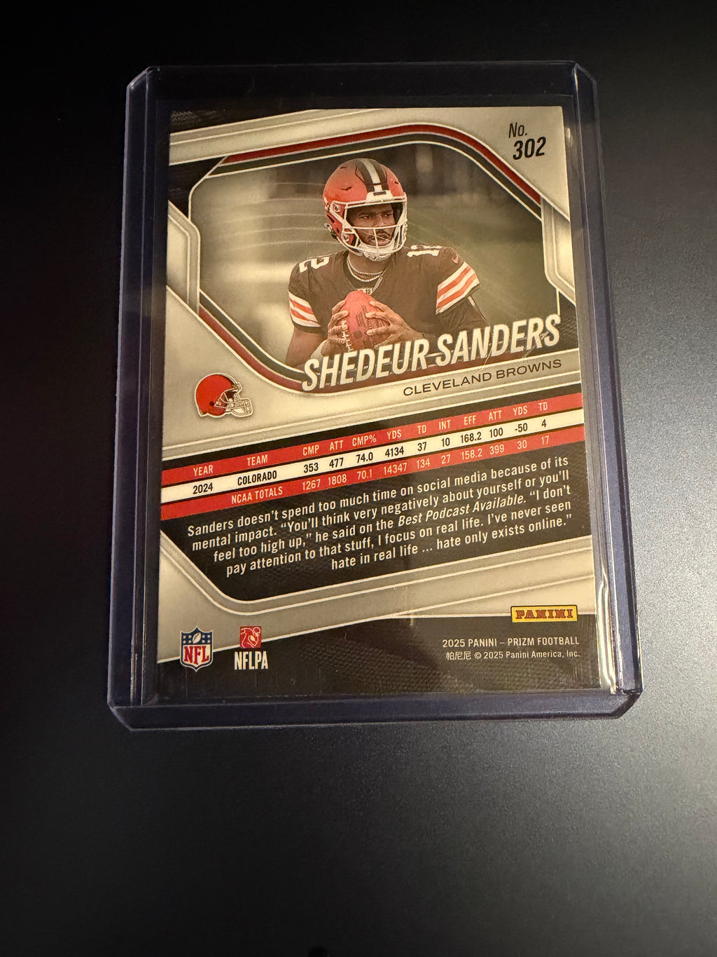 2025 Panini Football Shedeur Sanders Rookie Card Base #302