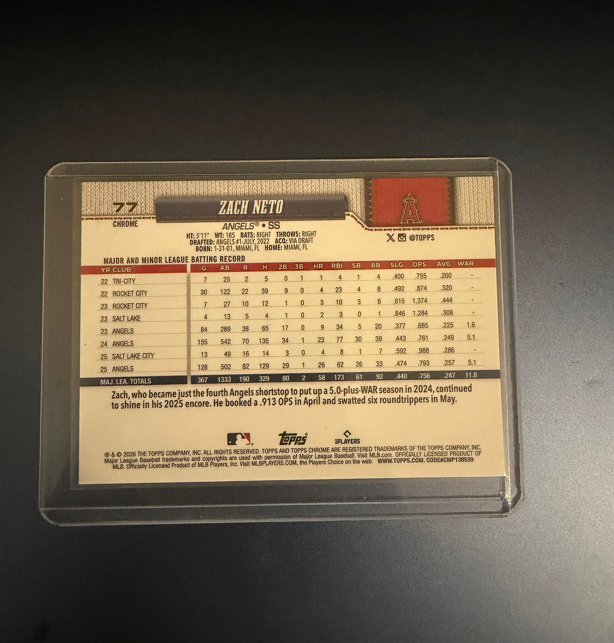 2026 Topps Chrome Zach Neto #77 Base X-Fractor