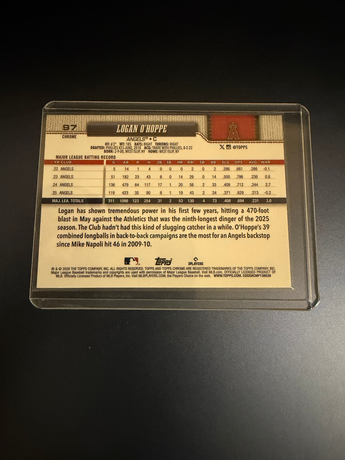 Logan O'Hoppe 2026 Topps Chrome X-Fractor