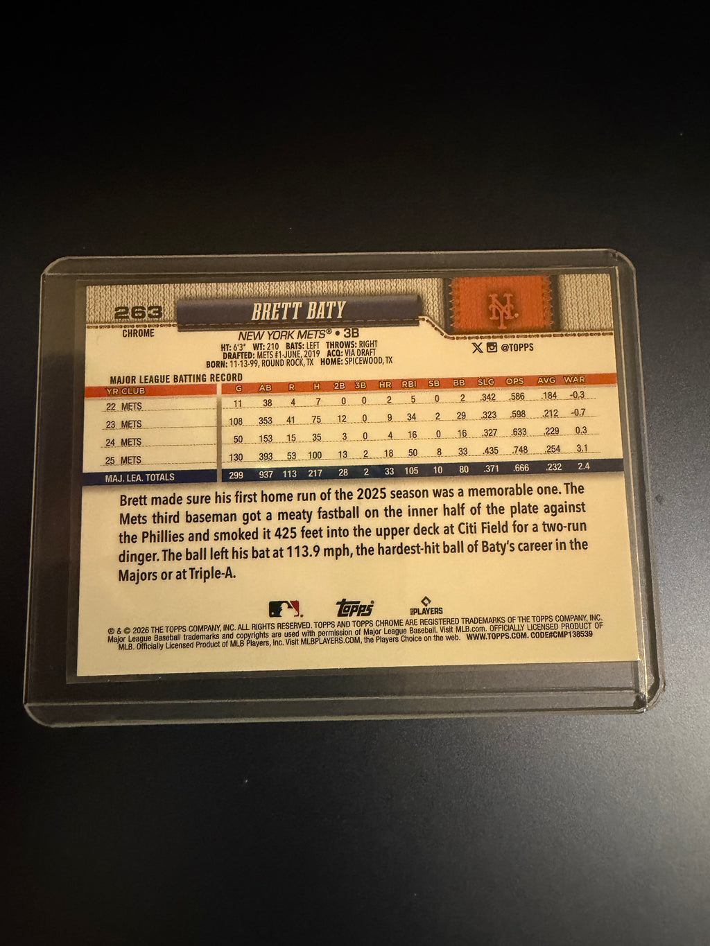 Brett Baty 2026 Topps Chrome X-Fractor