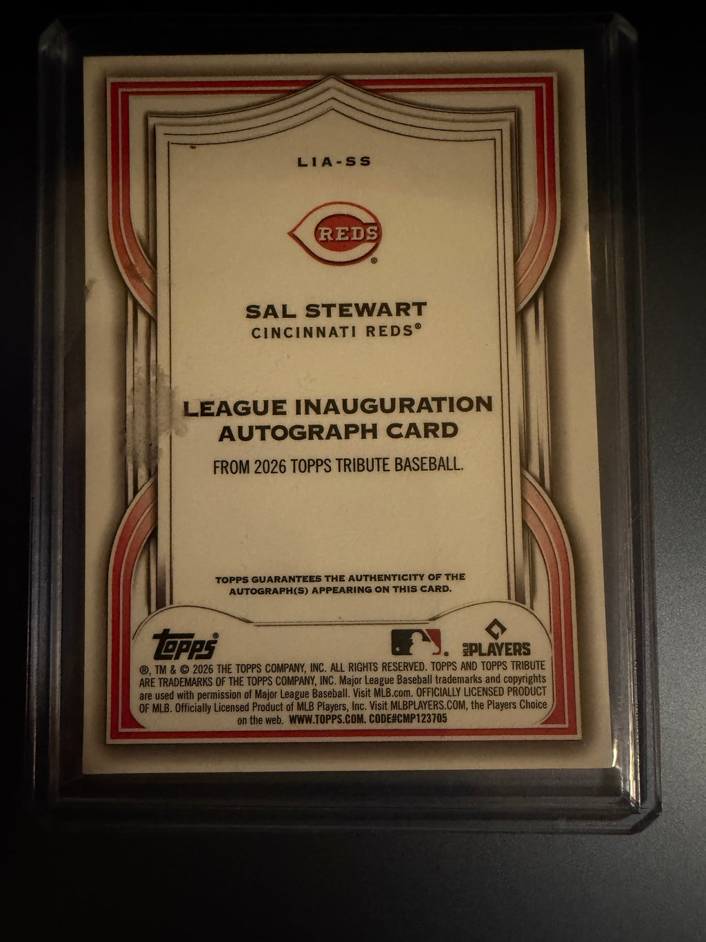 2026 Topps Tribute Sal Stewart Cincinnati Reds #LIA-SS Rookie Auto /99