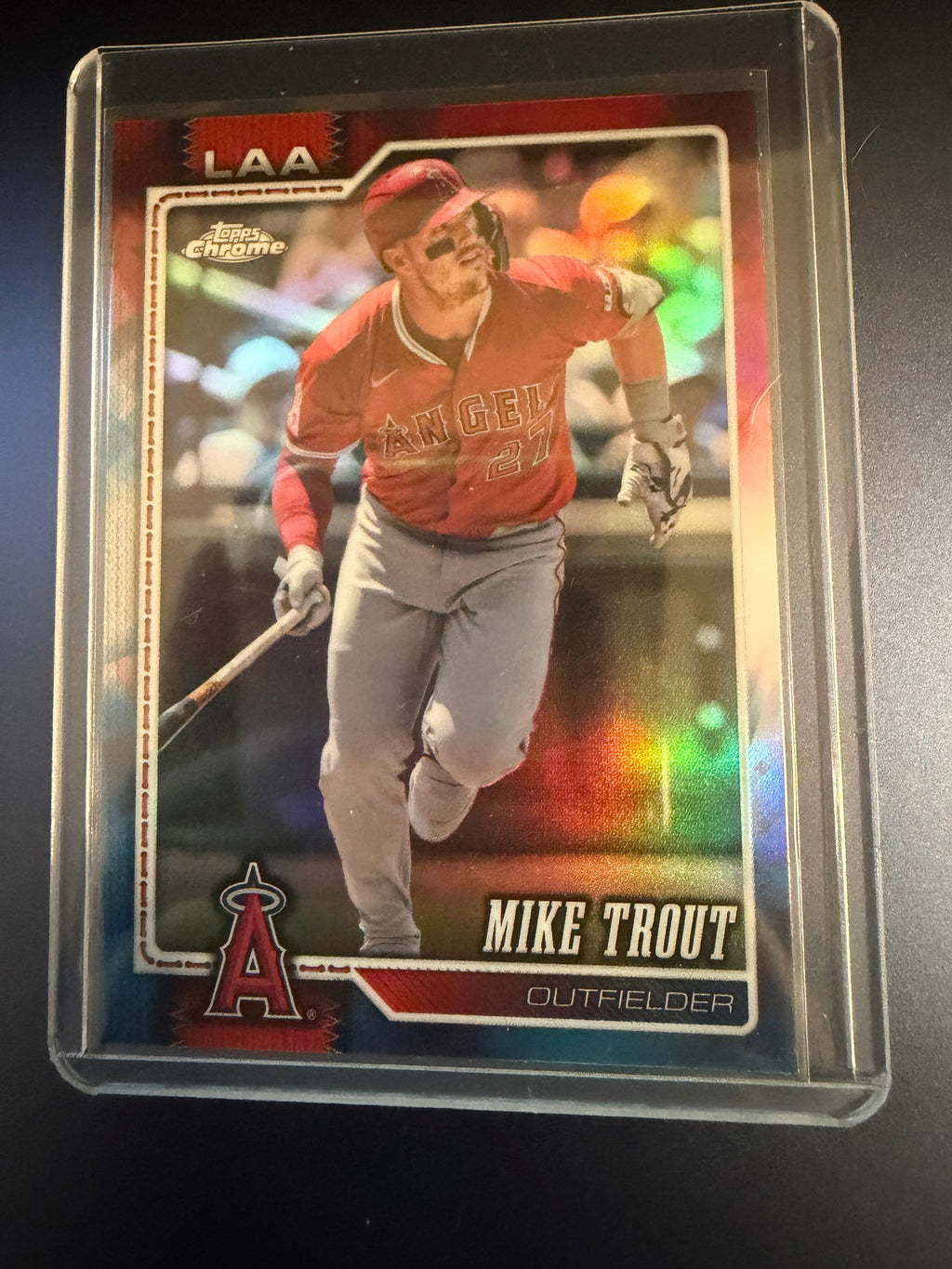 Mike Trout 2026 Topps Chrome Red, White and Blue Refractor