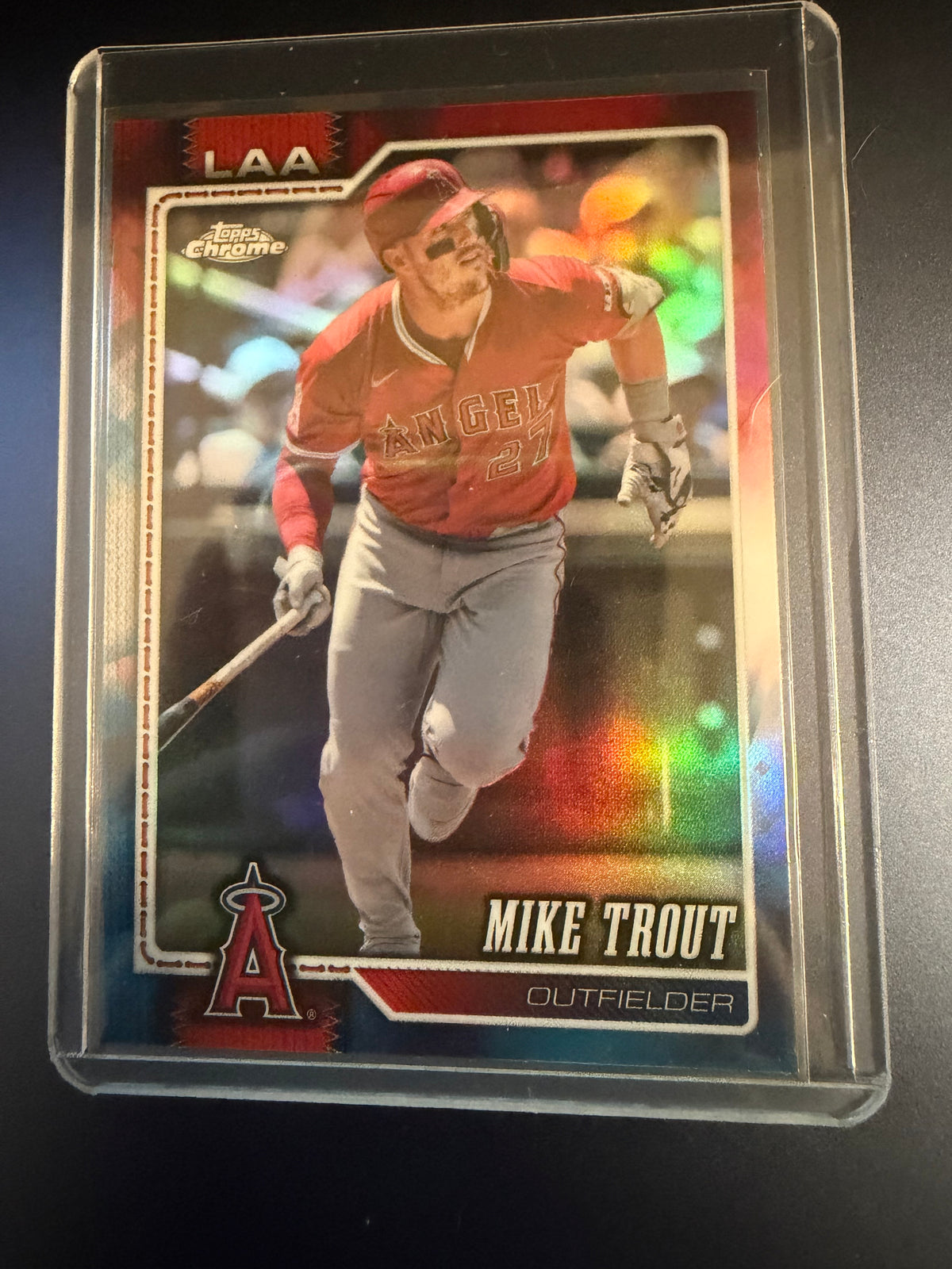 Mike Trout 2026 Topps Chrome Red, White and Blue Refractor