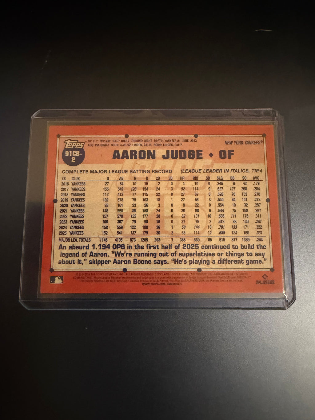 Aaron Judge 2026 Topps Chrome 75 Years of Topps Baseball Refractor Insert