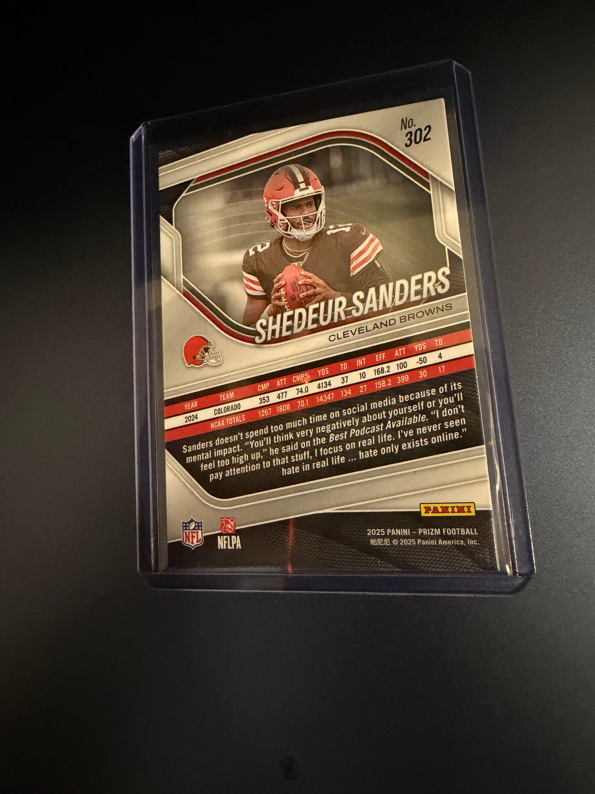 2025 Panini Football Shedeur Sanders Rookie Card Base #302
