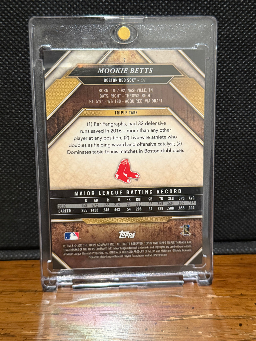Mookie Betts 2017 Topps Triple Threads #7 RAW