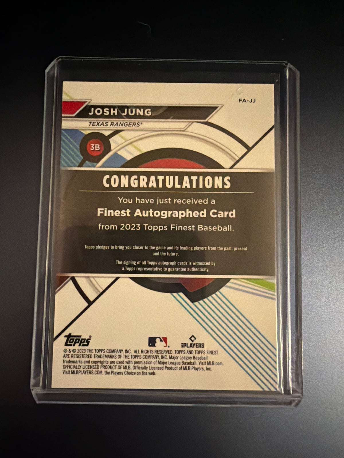 2023 Topps Finest Josh Jung RC Autograph #FA-JJ