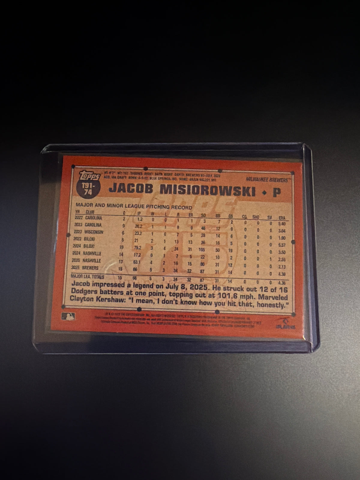 2026 Topps 1991 Jacob Misiorowski RC Crackleboard Foil #T91-74