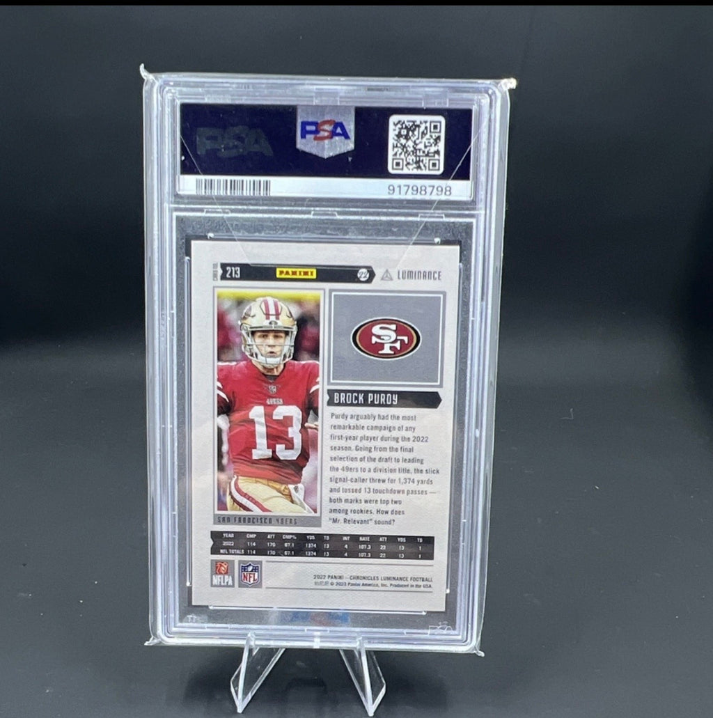 Panini 2022 Chronicles Luminance Update Rookies Brock Purdy #213 PSA 10