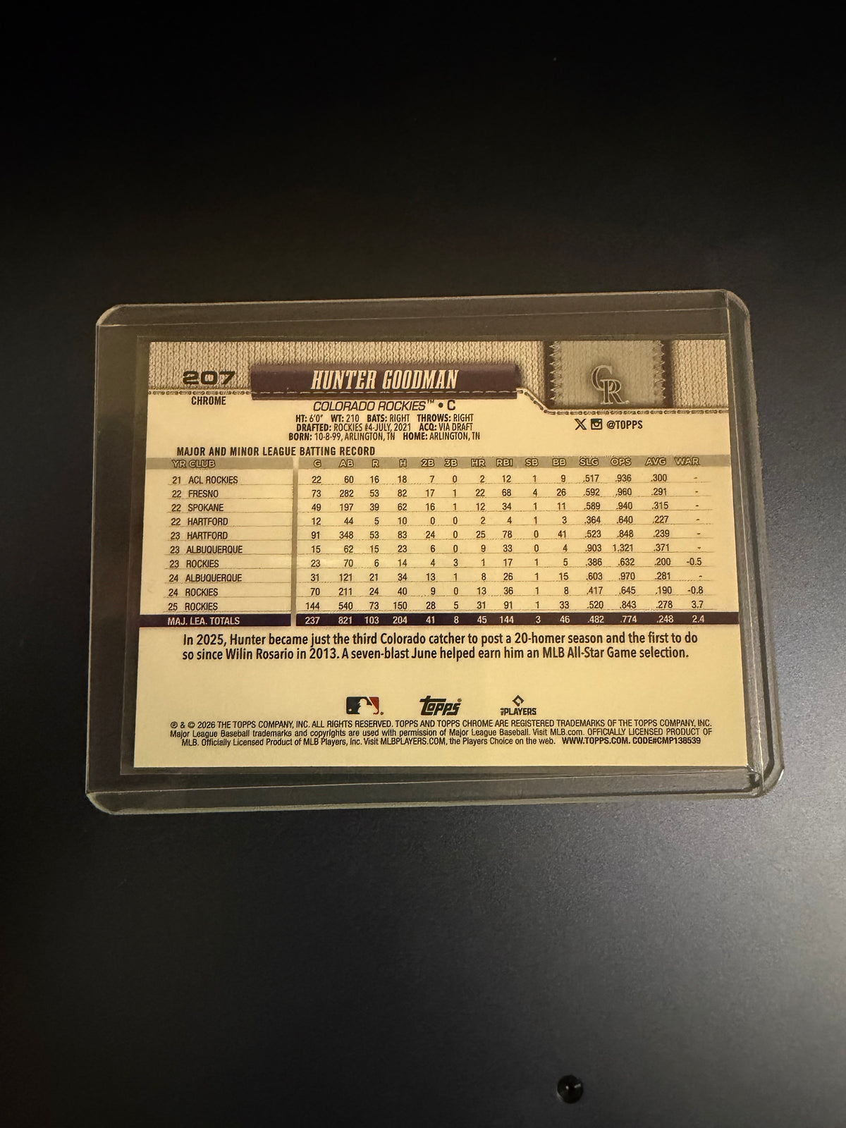Hunter Goodman 2026 Topps Chrome X-Fractor