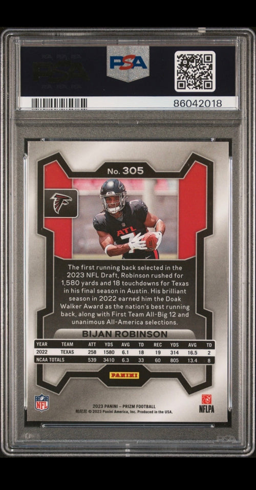 2023 Panini Prizm Bijan Robinson RC #305 PSA 9 Falcons