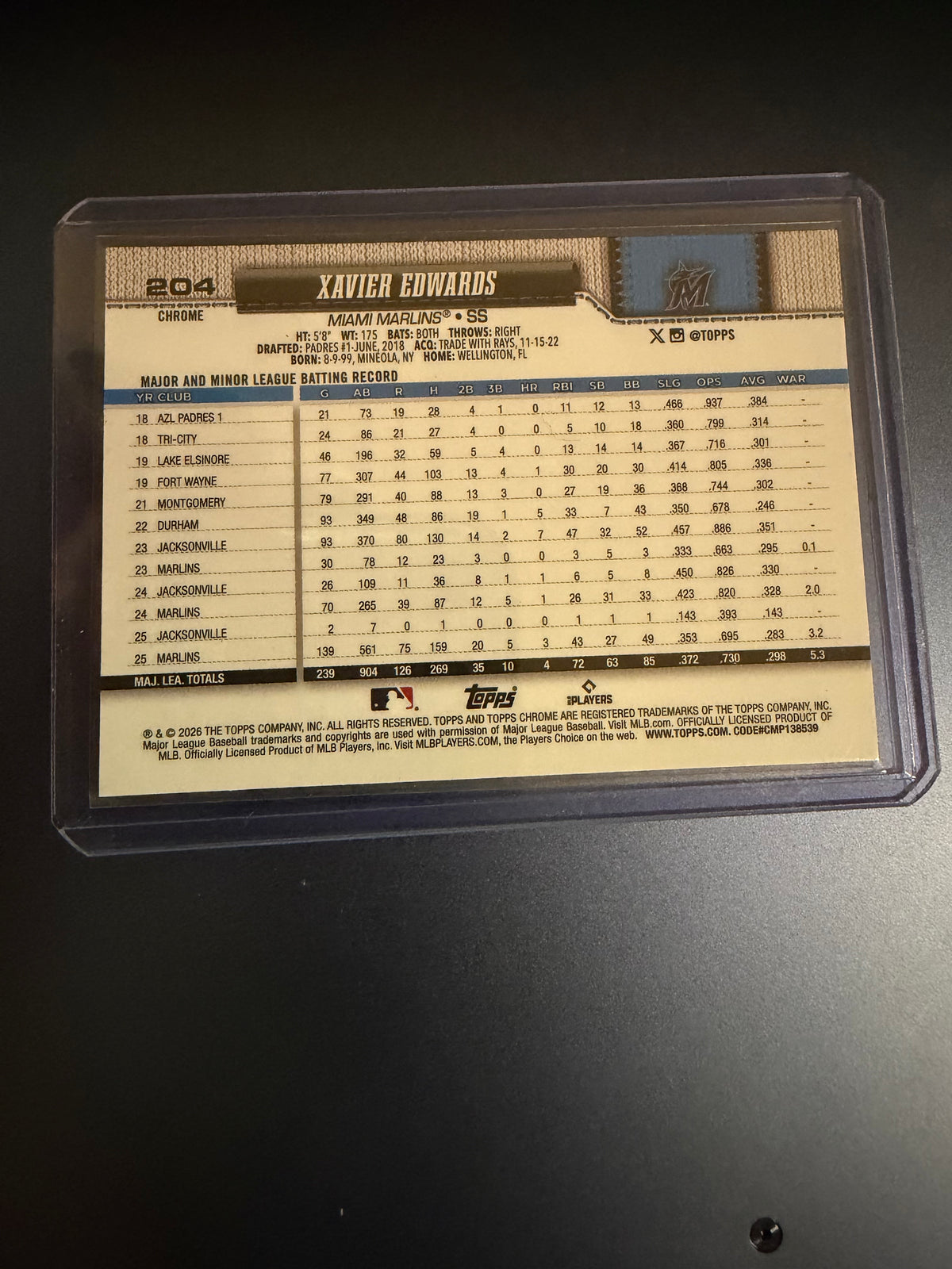 Xavier Edwards 2026 Topps Chrome RayWave Refractor
