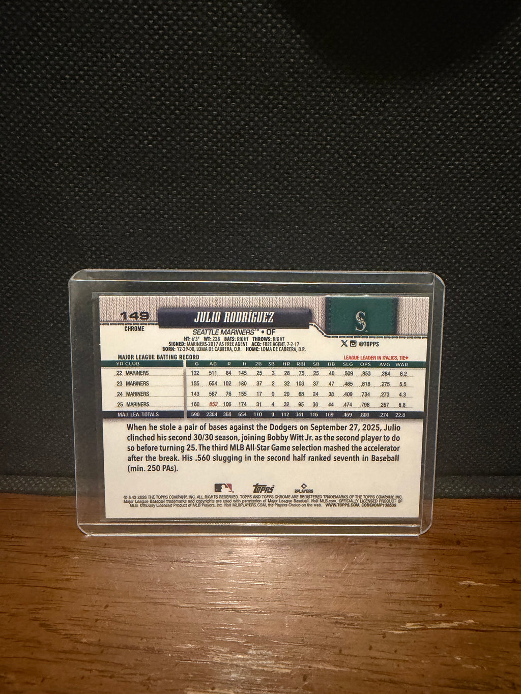 2026 Topps Chrome Julio Rodríguez Green X-Fractor /99