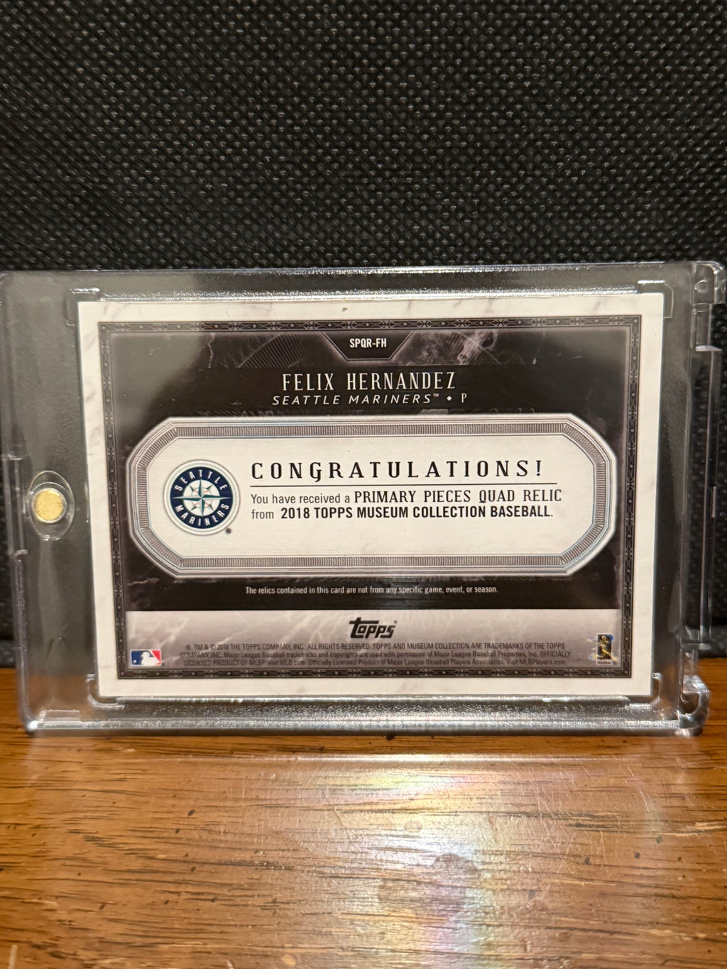 Felix Hernandez 2018 Topps Museum Collection #SPQR-FH Primary Pieces Quad Relics (Single Player) - Copper /75 RAW