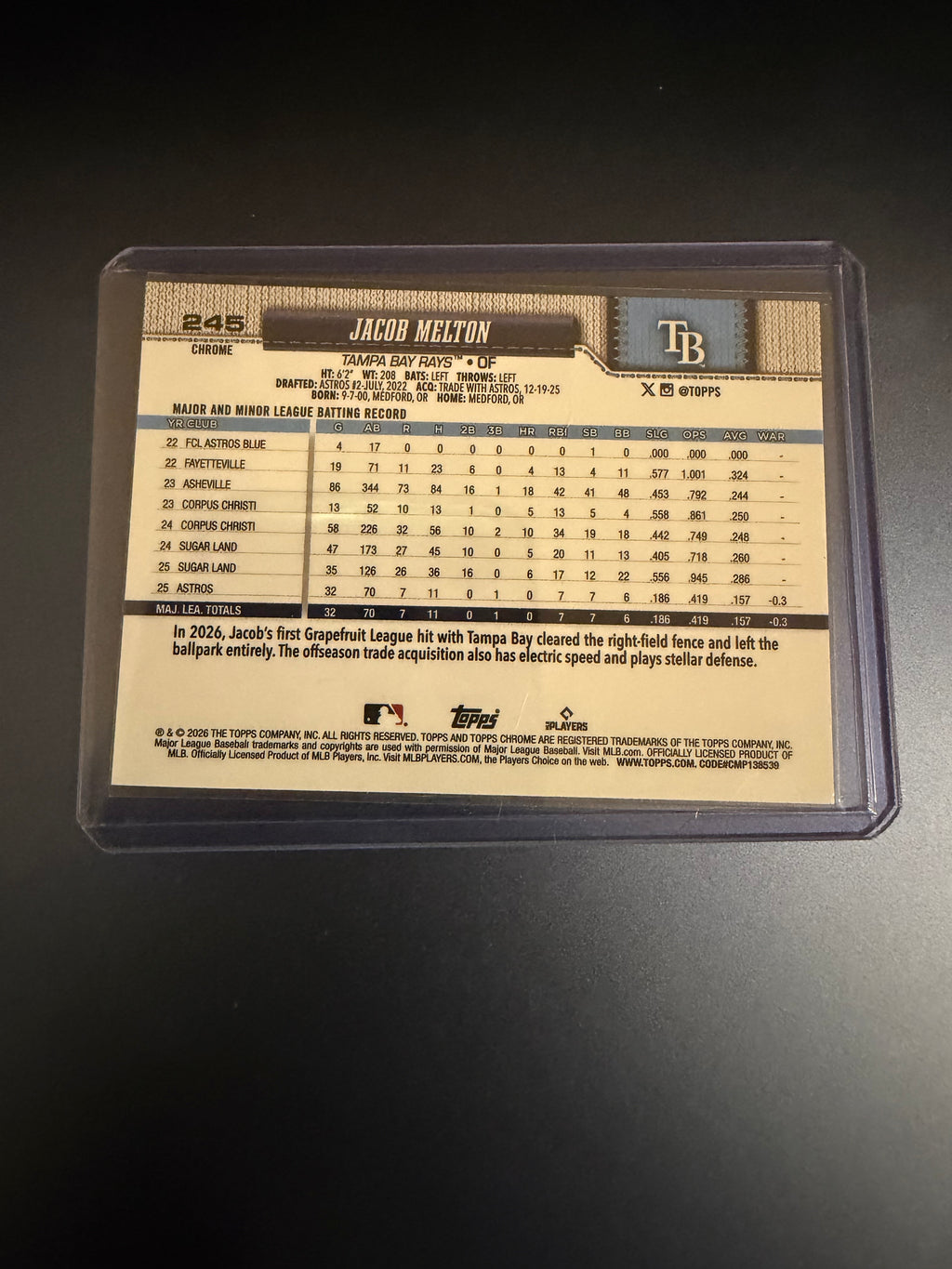Jacob Melton 2026 Topps Chrome Red, White and Blue Refractor