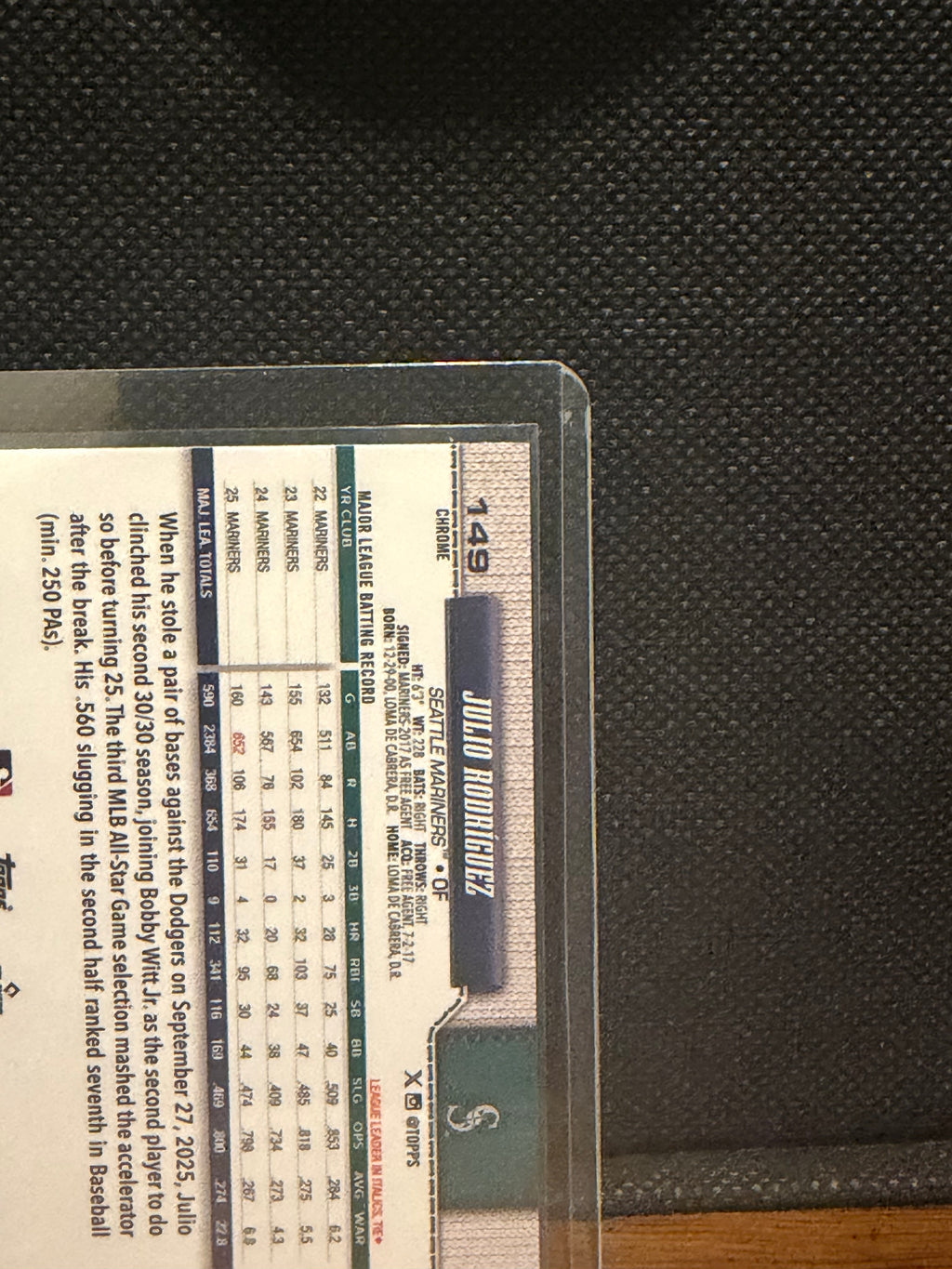 2026 Topps Chrome Julio Rodríguez Green X-Fractor /99