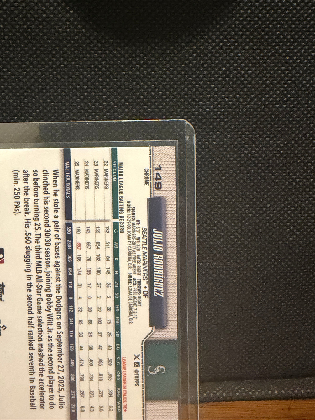 2026 Topps Chrome Julio Rodríguez Green X-Fractor /99