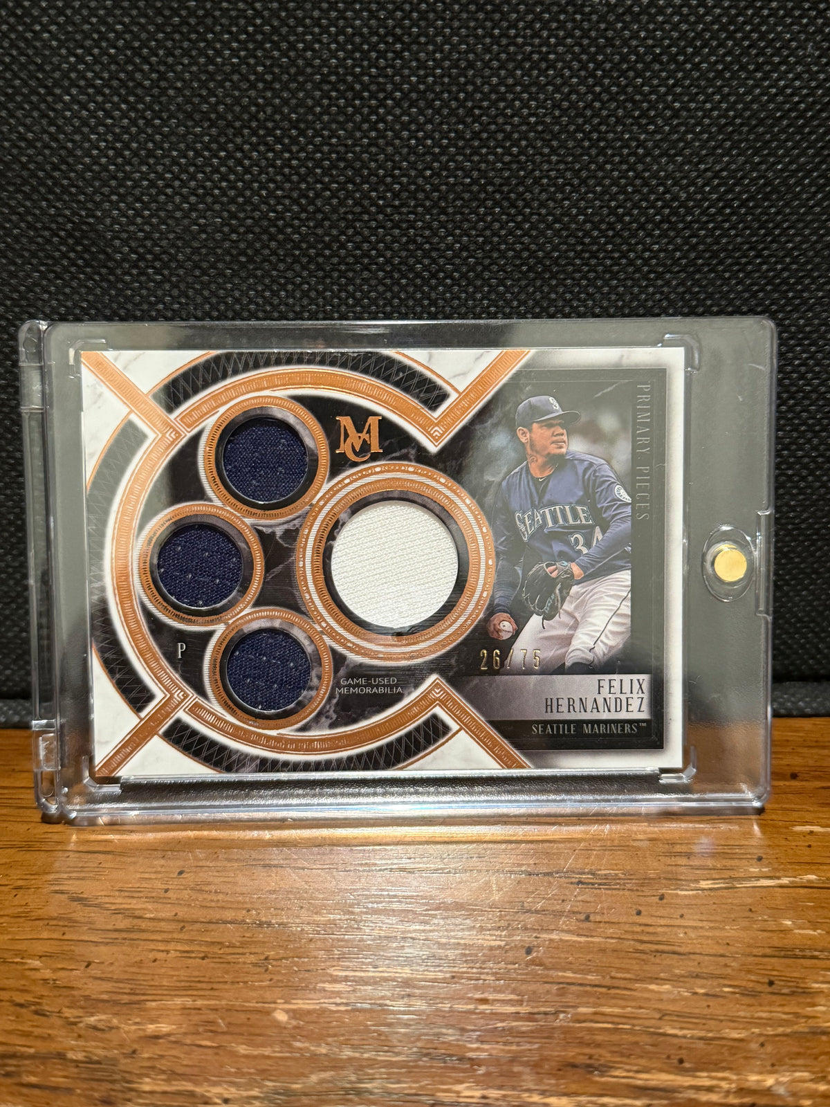 Felix Hernandez 2018 Topps Museum Collection #SPQR-FH Primary Pieces Quad Relics (Single Player) - Copper /75 RAW