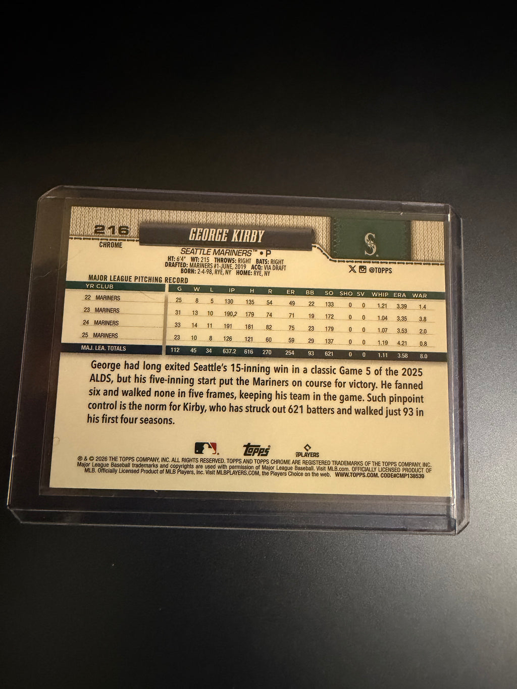 George Kirby 2026 Topps Chrome X-Fractor
