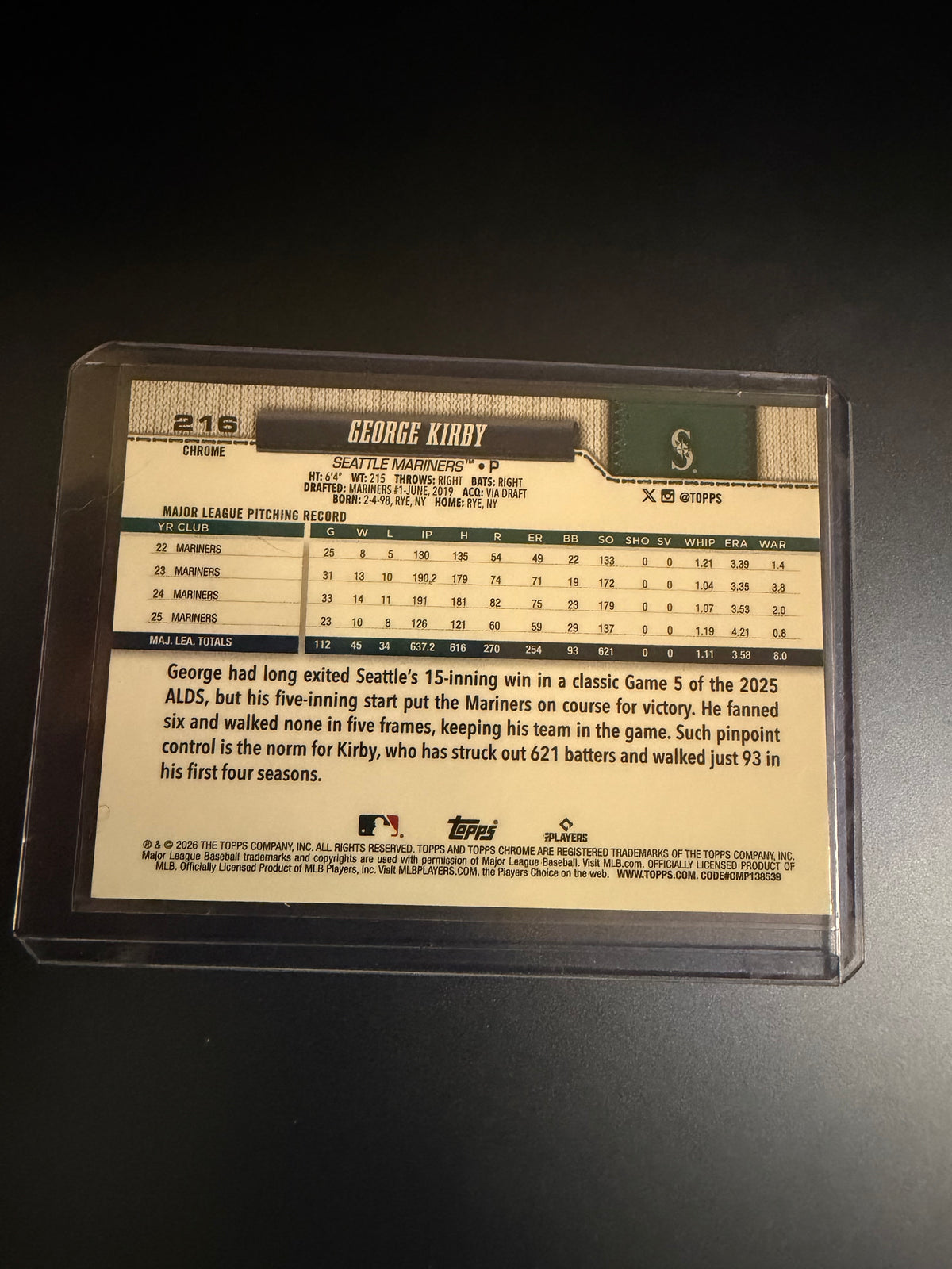 George Kirby 2026 Topps Chrome X-Fractor