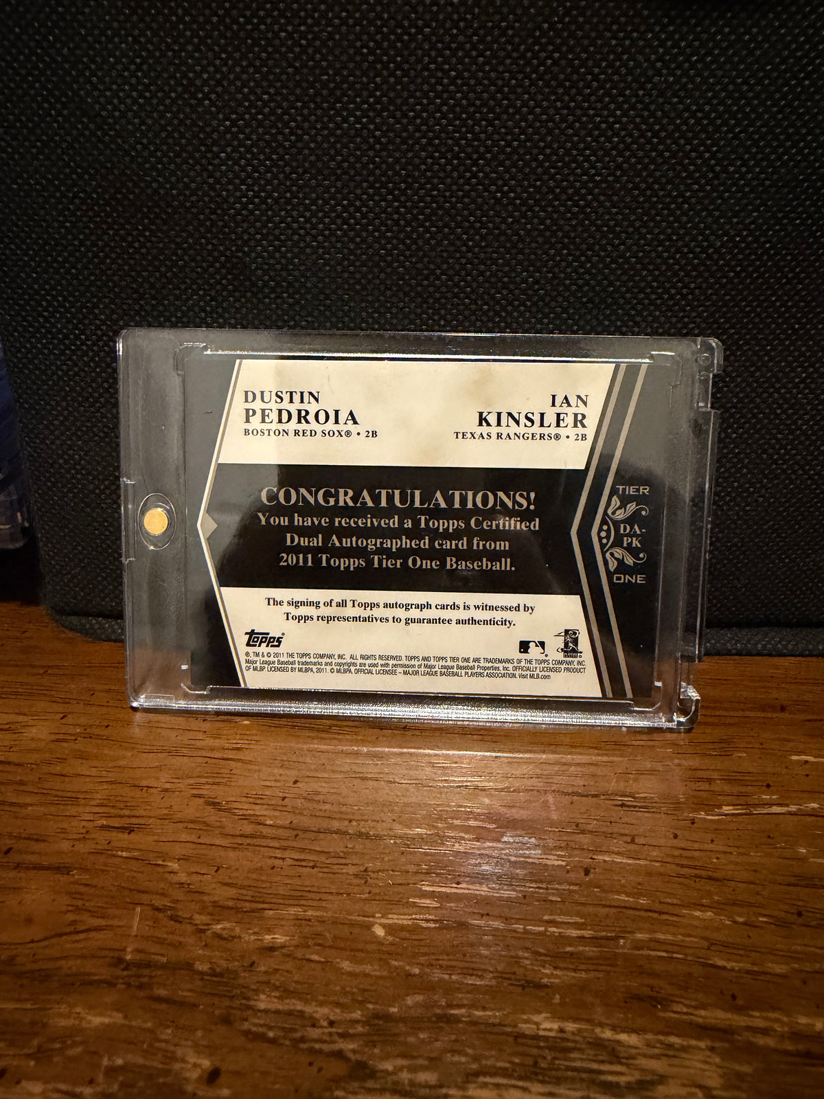 Dustin Pedroia / Ian Kinsler 2011 Topps Tier One Dual Autograph #22/25 RAW