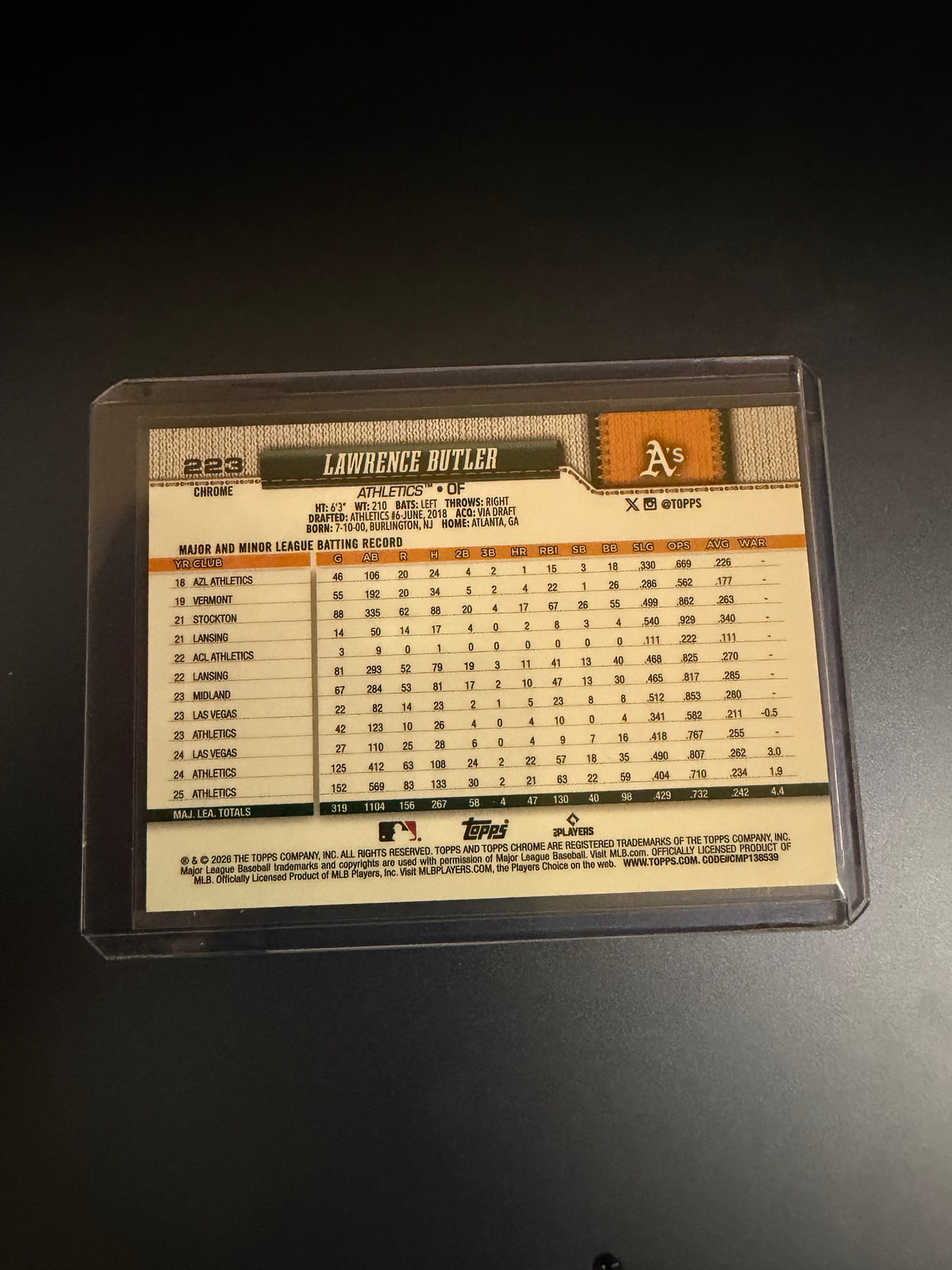 Lawrence Butler 2026 Topps Chrome X-Fractor