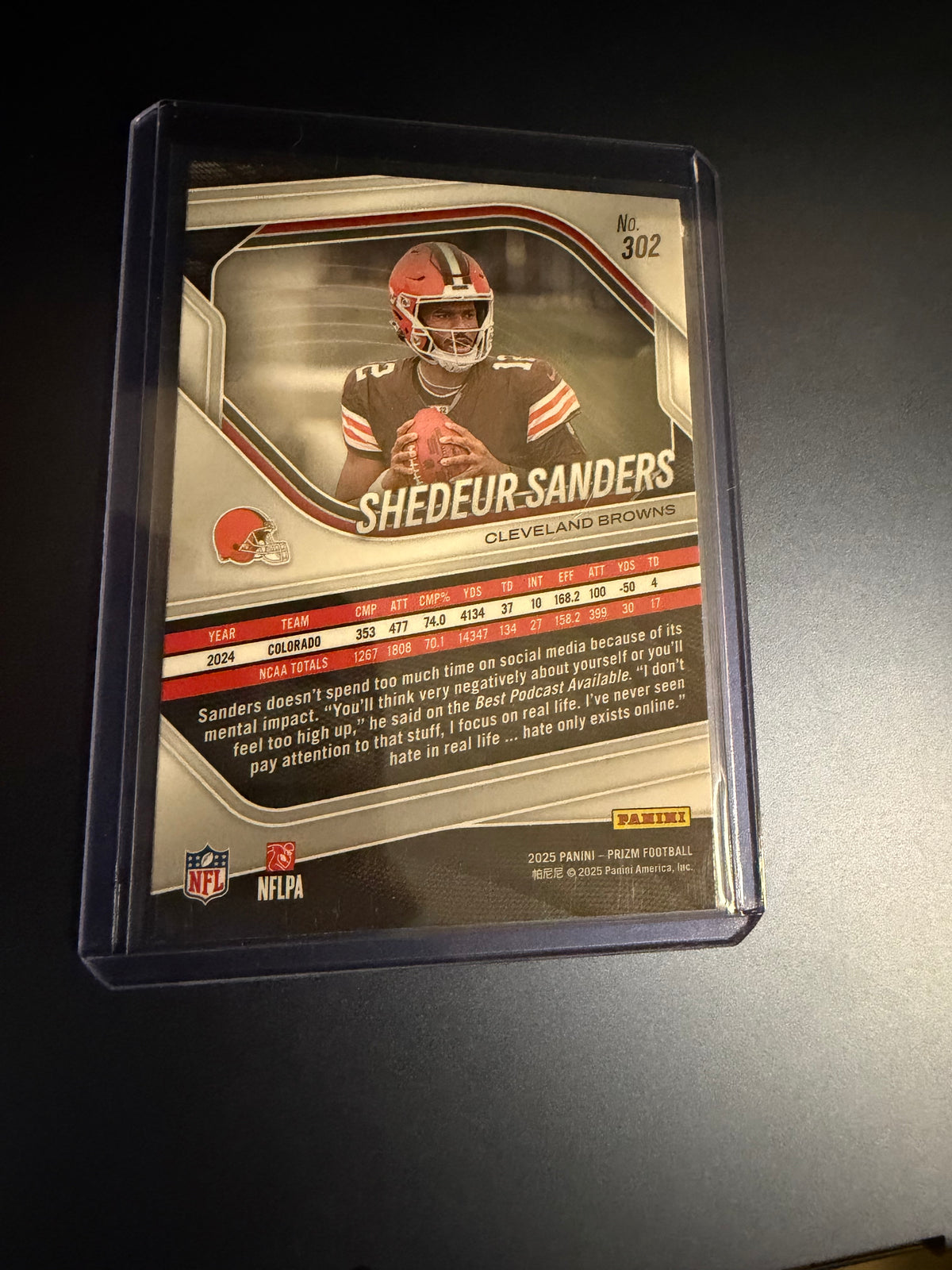 2025 Panini Football Shedeur Sanders Rookie Card Base #302